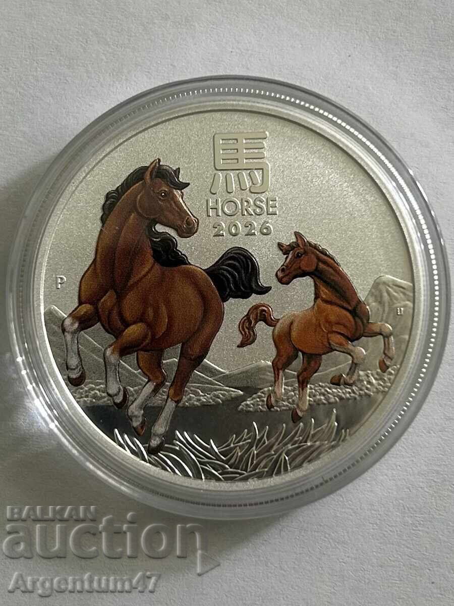 Licitație ARGINT 1 OZ 2026 AUSTRALIA - LUNAR ANUL CALULUI COLORAT