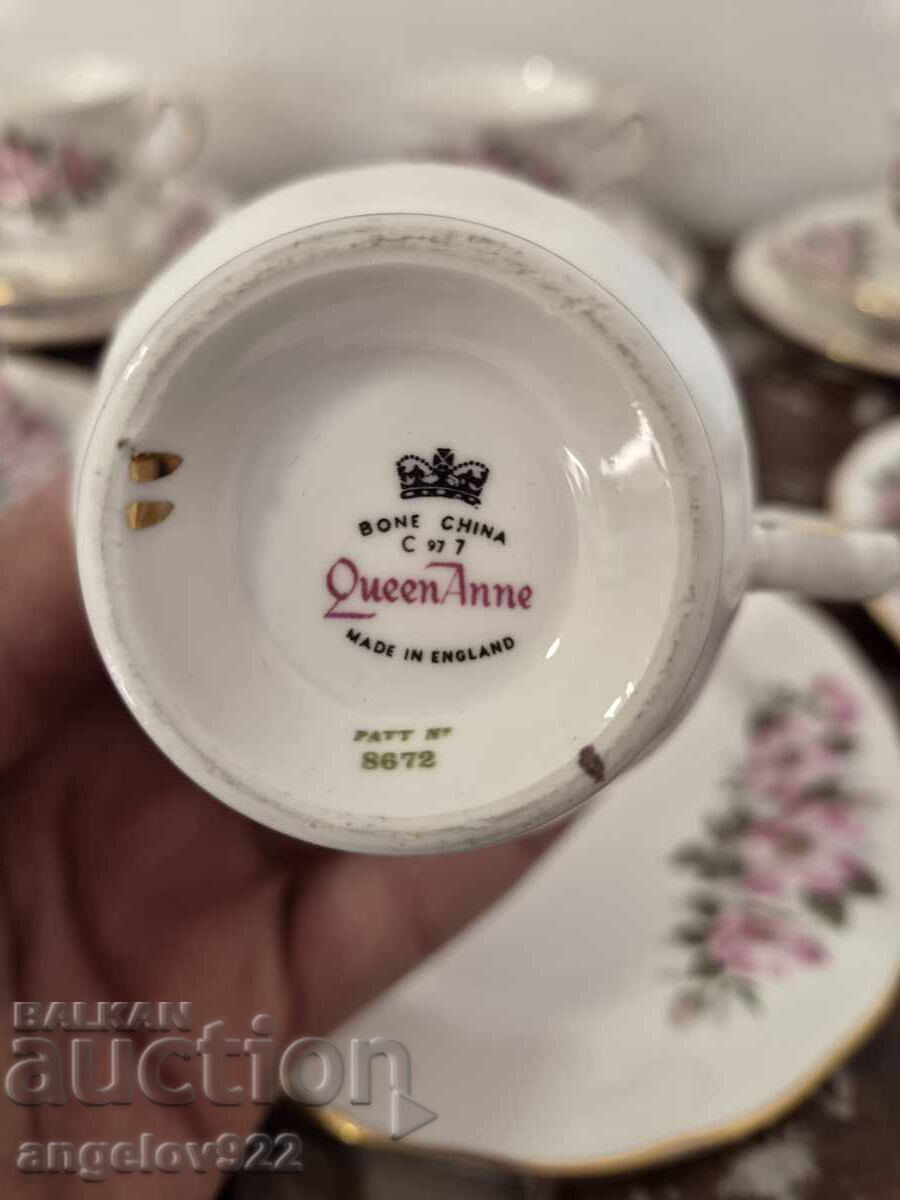 Английски порцеланови чашки за кафе Queen Anne - 7