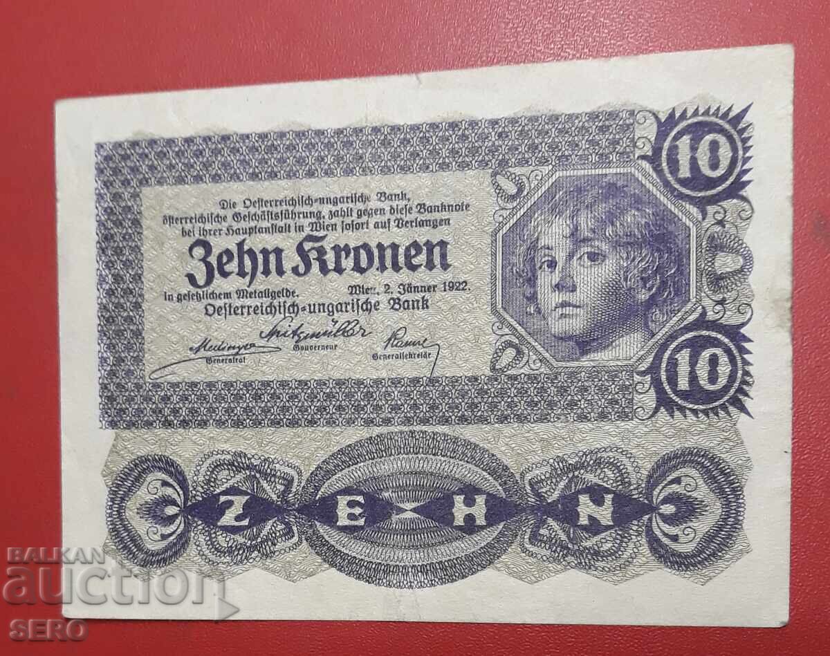 Τραπεζογραμμάτιο-Αυστρία-10 κορώνες 1922 Τραπεζογραμμάτιο-Αυστρία-10 κορώνες 1922