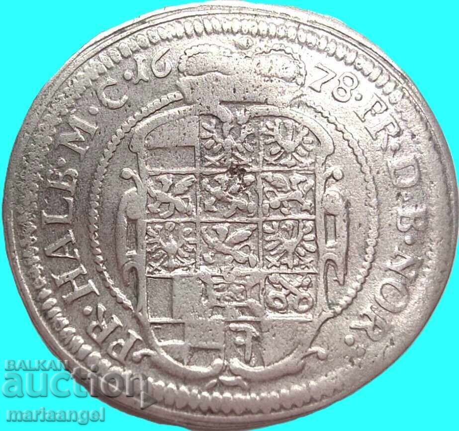 Braunschweig Ansbach 1/6 taler 1678 Johann Friedrich Cap mic cu preț € 33.00 | 64.54 BGN