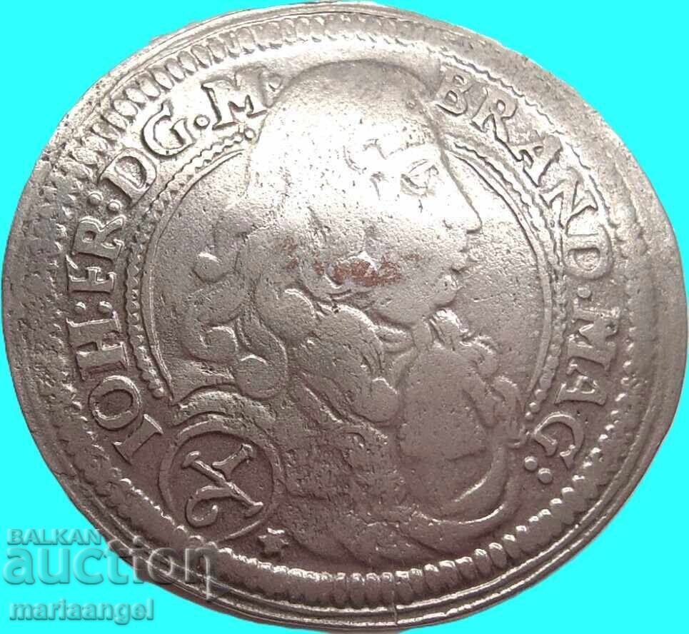 Braunschweig Ansbach 1/6 taler 1678 Johann Friedrich Cap mic - 7