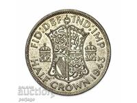 Сребърна британска половин крона 1943 S51