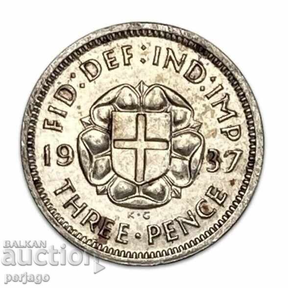Silver UK Three Pence 1937 S53