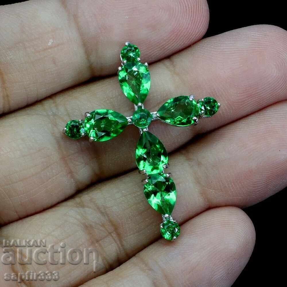 SUPERB MEDALION DIN ARGINT ÎN FORMĂ DE CRUCE CU TOPAZ VERDE BRAZILIAN cu preț € 207.00 | 404.86 BGN