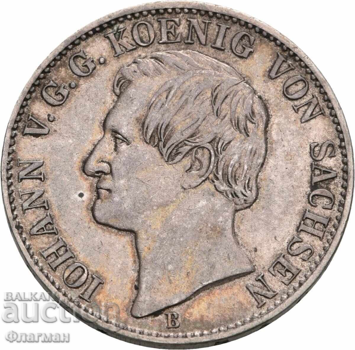 Саксония 1 Талер 1866 г. Йохан aUNC