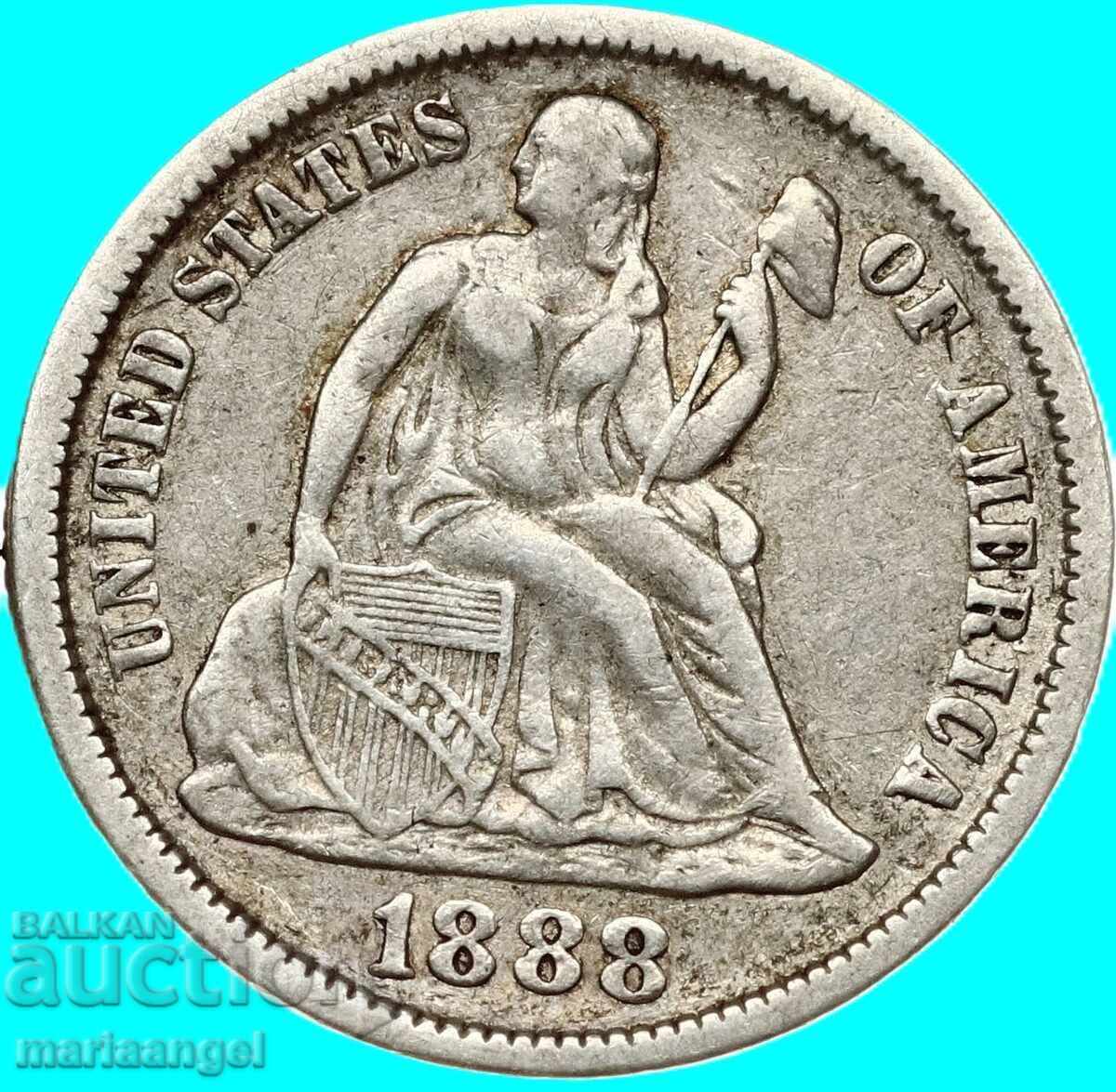 1 dime 1888 SUA 10 cenți Liberty argint - 5