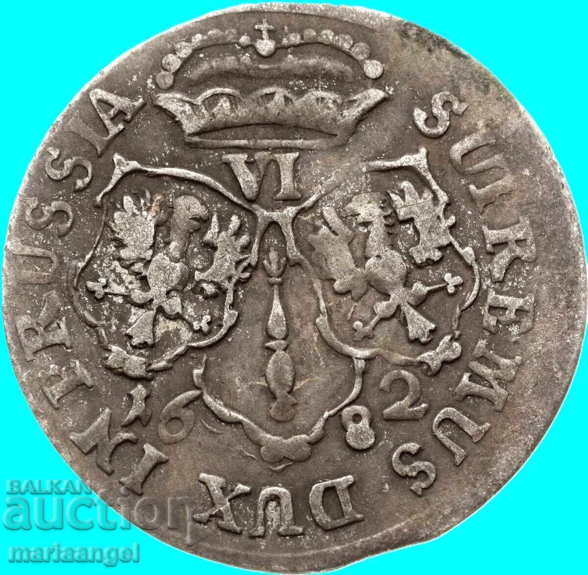 Livrarea 6 groși 1682 Germania Prusia Königsberg argint