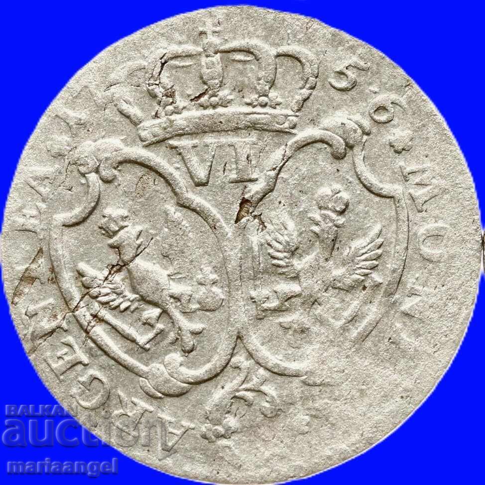 6 grosha 1756 Γερμανία Πρωσία Königsberg Φρειδερίκος Β' της Πρωσίας με τιμή € 19.90 | 38.92 BGN