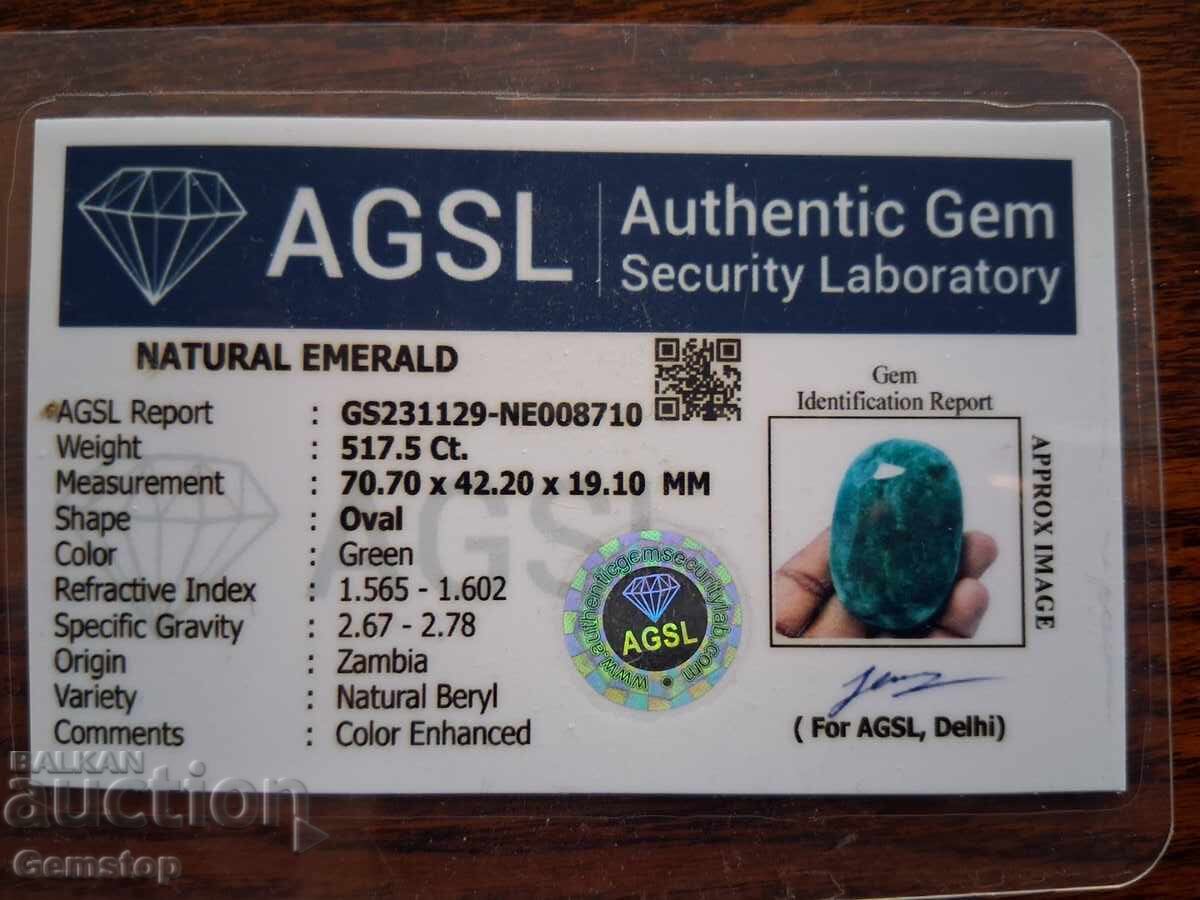 BZTS! 517.50 κ-τα φυσικό σμαράγδι οβάλ πιστοπ.AGSL από 1 καράτι! - 6 BZTS! 517.50 κ-τα φυσικό σμαράγδι οβάλ πιστοπ.AGSL από 1 καράτι! - 6