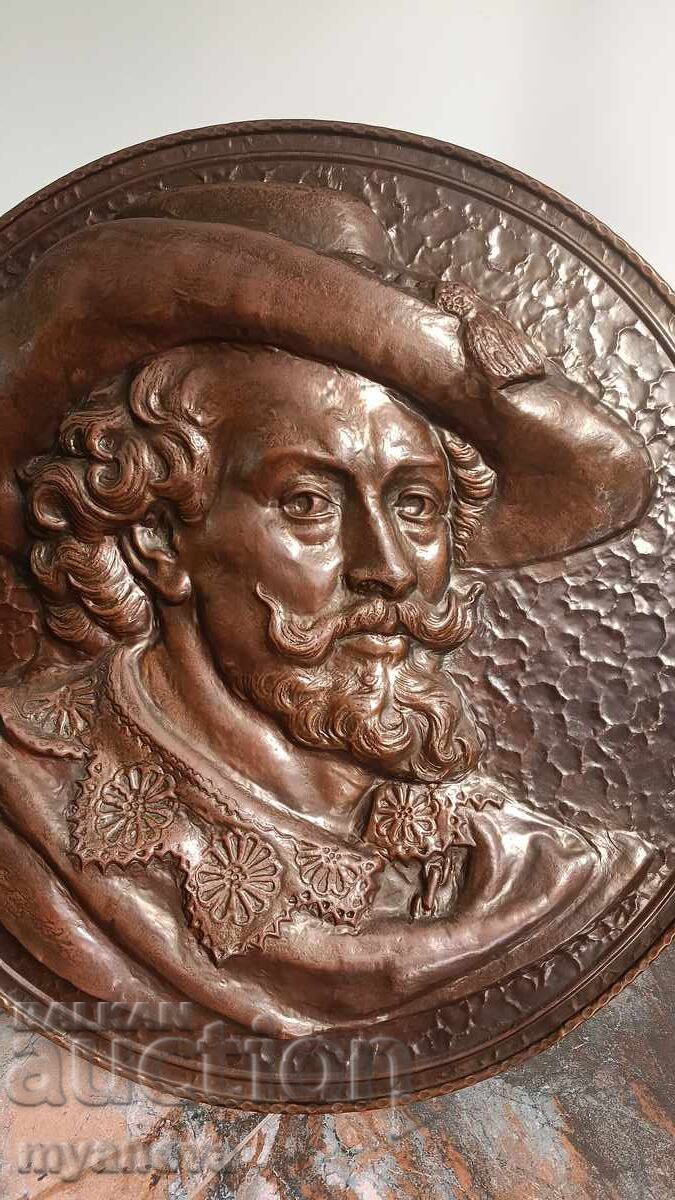 Delivery of Rubens, Flemish Baroque painter, copper panel, bas-relief Delivery of Rubens, Flemish Baroque painter, copper panel, bas-relief
