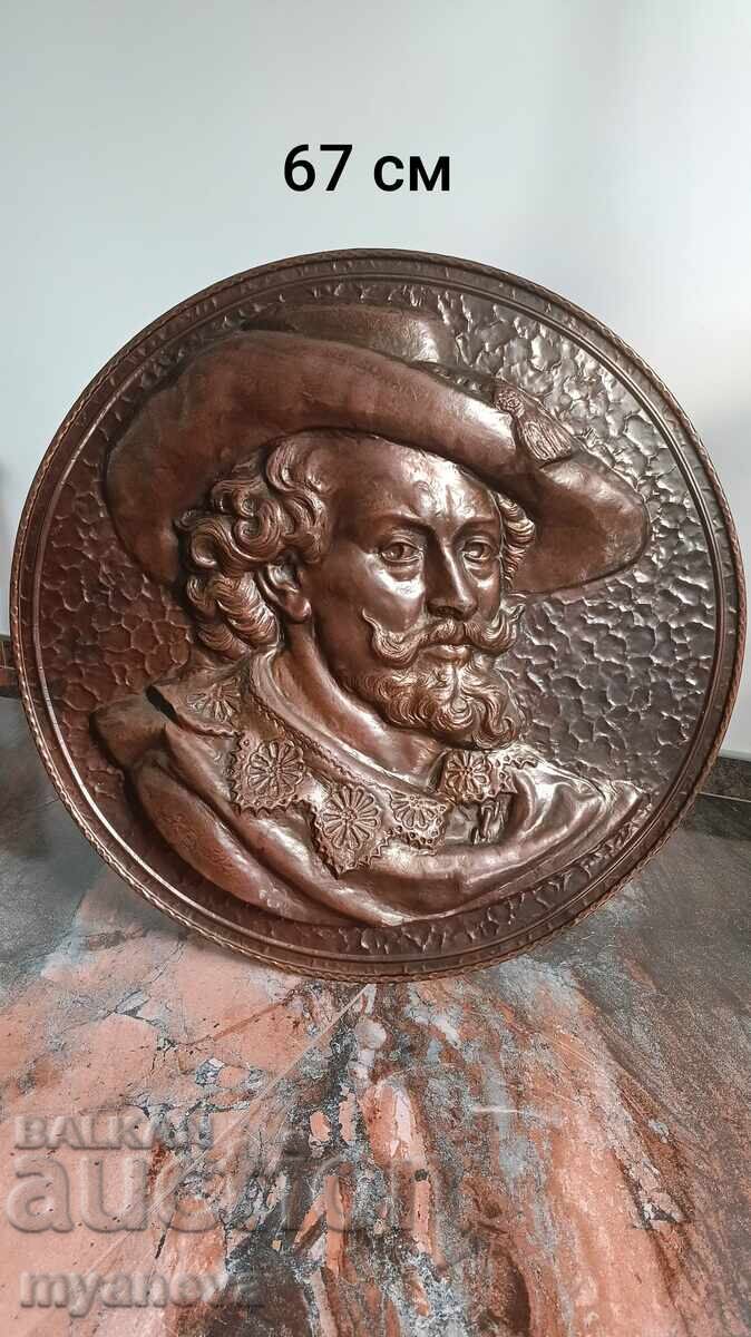 Rubens, Flemish Baroque painter, copper panel, bas-relief