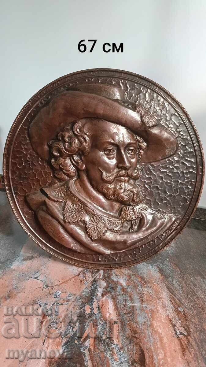Rubens, Flemish Baroque painter, copper panel, bas-relief Rubens, Flemish Baroque painter, copper panel, bas-relief