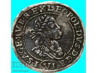 6 кройцера 1673 Унгария Леополд I сребро