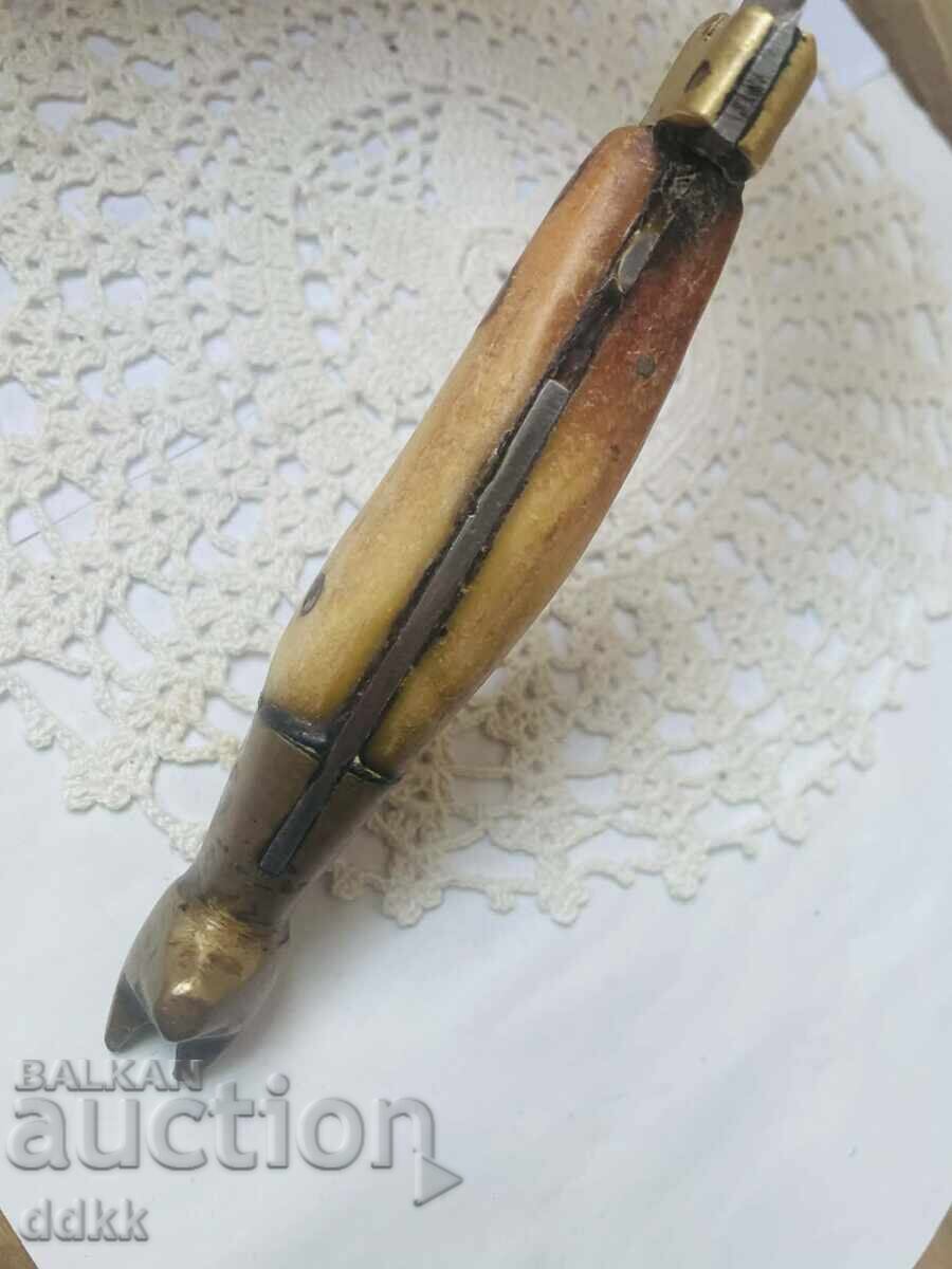 Beautiful steel knife with brass and dog head - 5