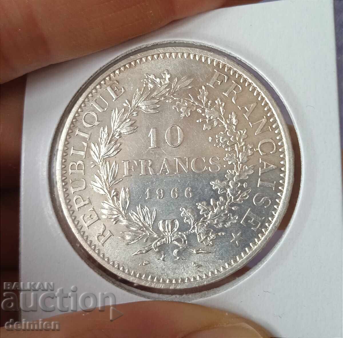 10 Франка Сребро 1966 , 25 грама 0,900 проба Сребро,Колекция - 5