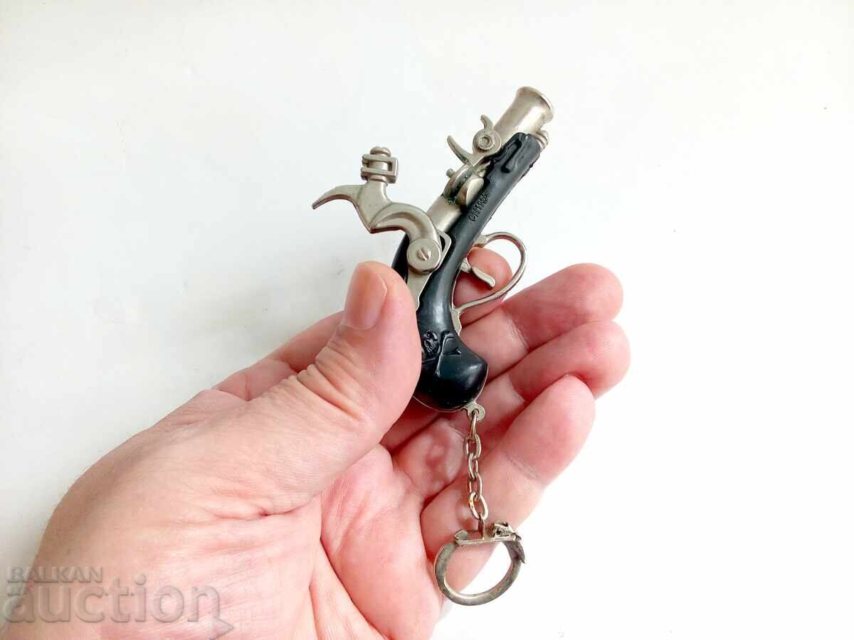 Breloc vintage miniatură pistol turnat - 6