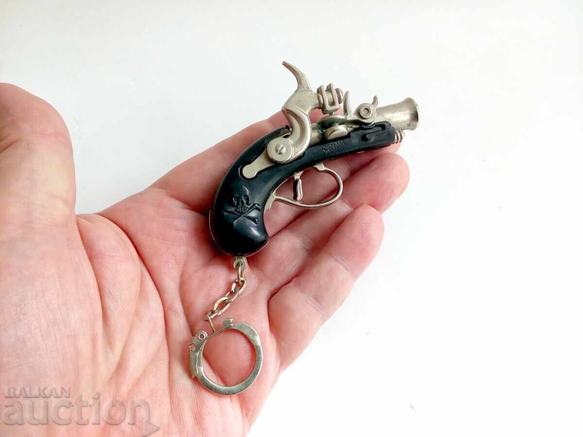 Breloc vintage miniatură pistol turnat