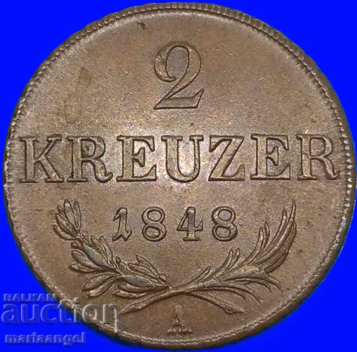 2 κρόιτσερ 1848 Αυστρία Α - Βιέννη 30 χιλ. 16,95 γρ. μπρούντζος - 6 2 κρόιτσερ 1848 Αυστρία Α - Βιέννη 30 χιλ. 16,95 γρ. μπρούντζος - 6