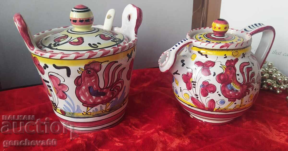 Majolică italiană - cocoș roșu Majolică italiană - cocoș roșu