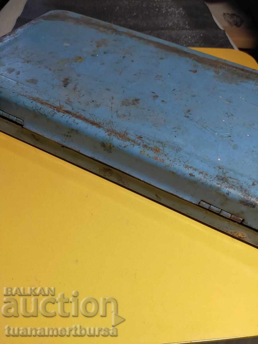 Auction  Blue retro metal box
