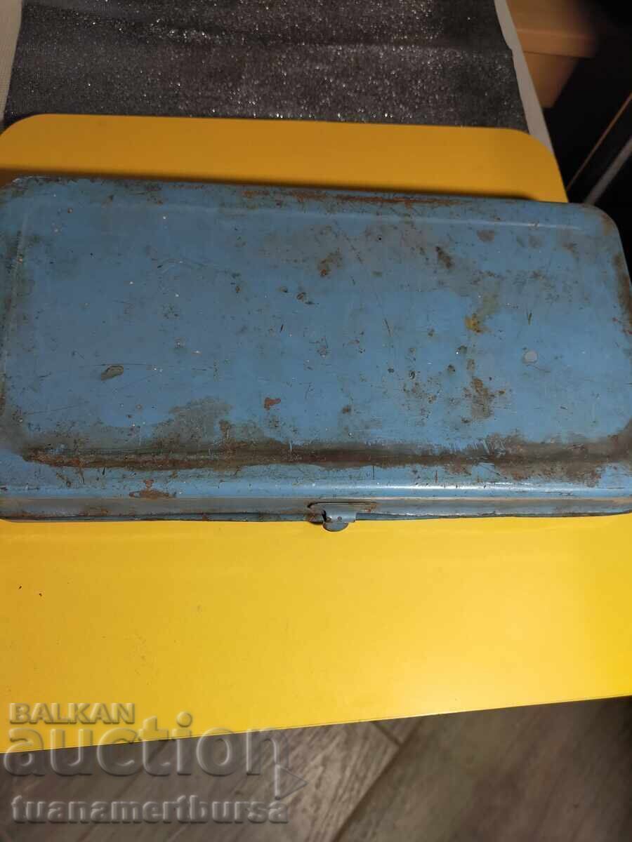 Blue retro metal box
