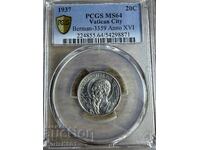 Ватикана 20 чентезими 1937 MS64 trueview