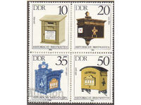 1985. ГДР. Исторически пощенски кутии. Блок х4.