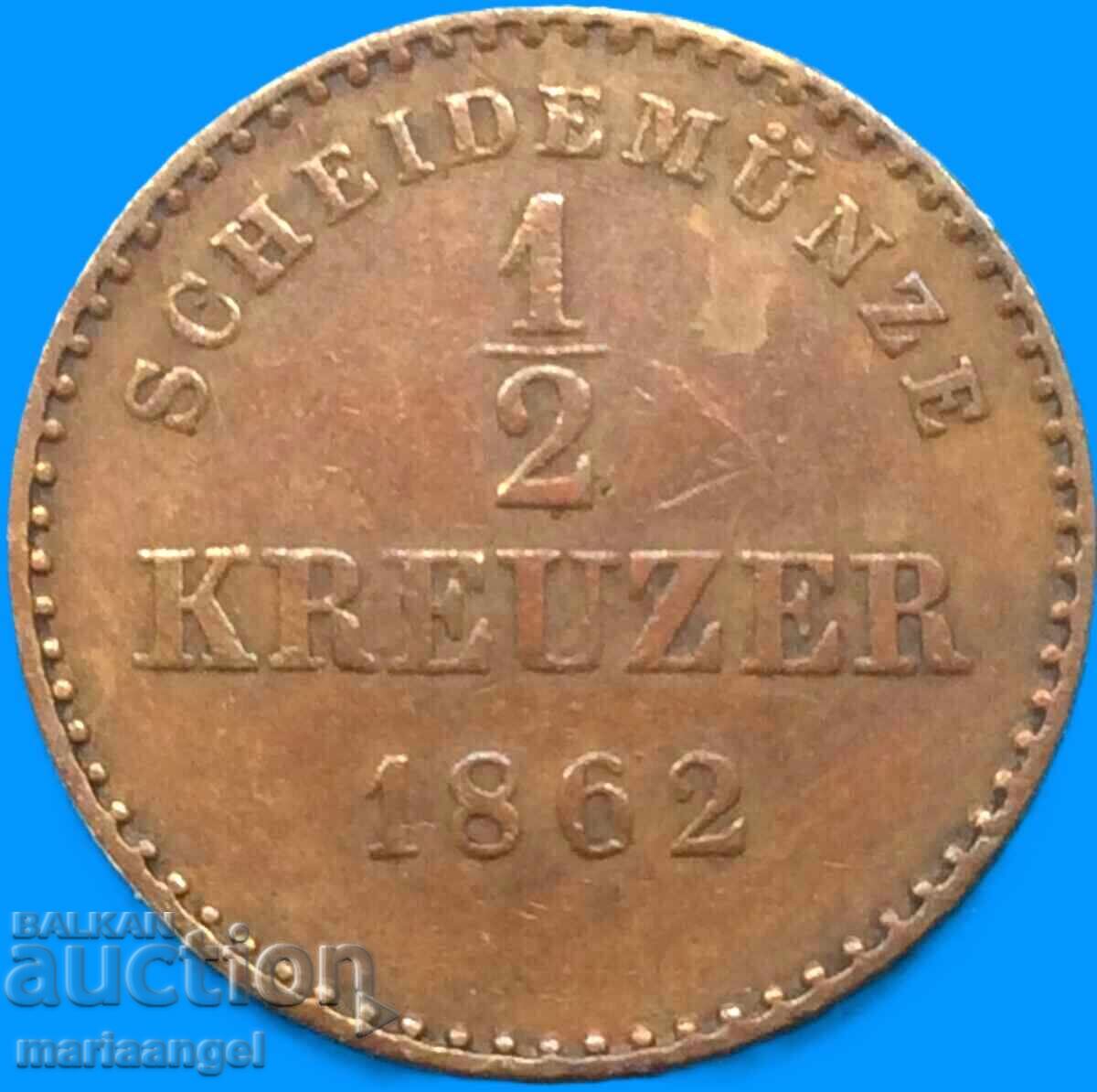 1/2 Kreuzer 1862 Germany Württemberg - 6 1/2 Kreuzer 1862 Germany Württemberg - 6