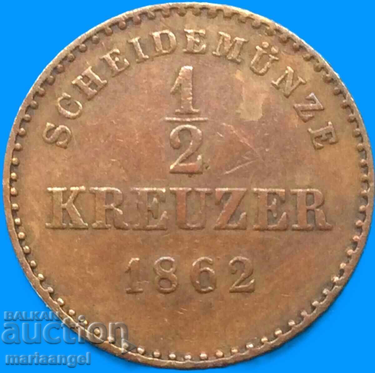 1/2 Kreuzer 1862 Germania Württemberg