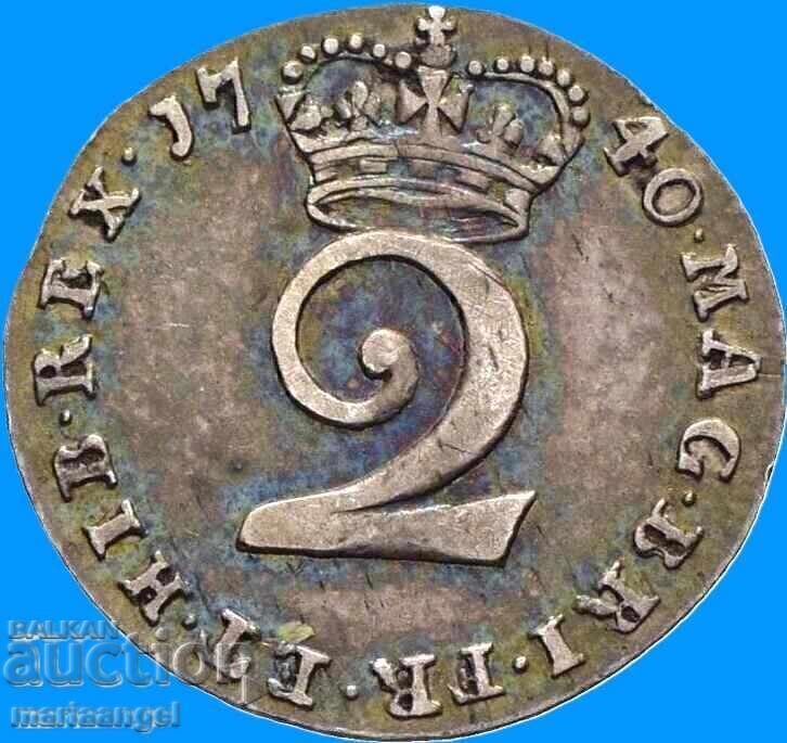 2 Pence 1740 Marea Britanie Maundy George II 1727-1760 argint - 6