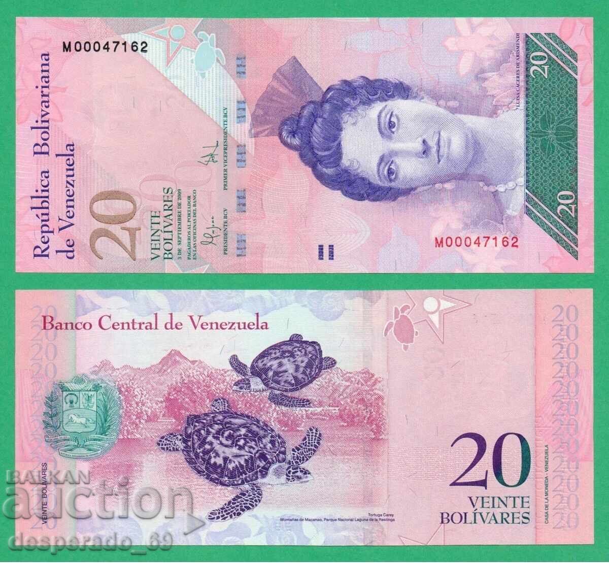 (¯`'•.¸ VENEZUELA 20 bolivari 2009 UNC ¸.•'´¯)