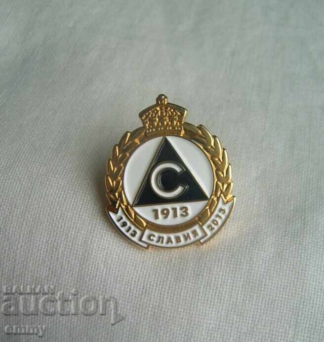 Football badge - 100 years PFC Slavia Sofia 1913. Enamel