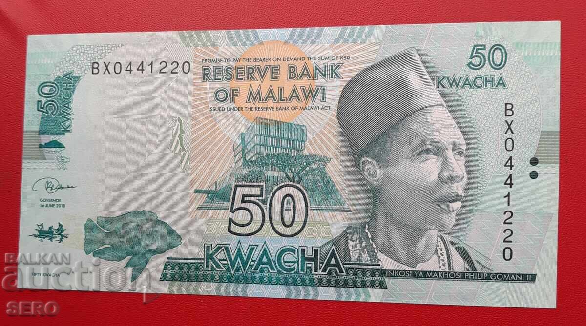 Bancnotă-Malawi-50 kwacha 2018 cu preț € 2.00 | 3.91 BGN