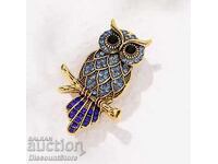 Луксозна Брошка сова със Светещи Кристали