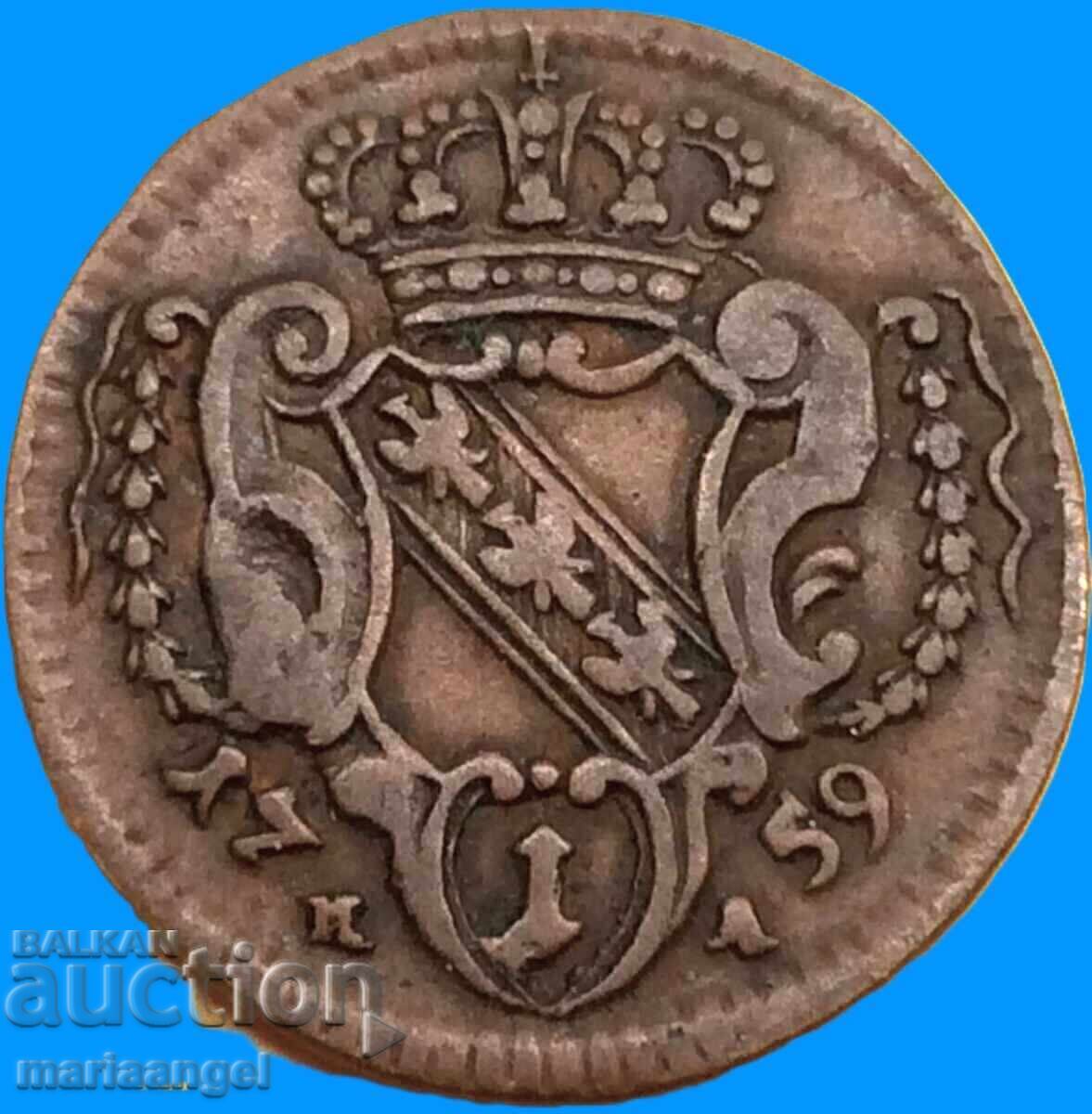1 pfennig 1759 Austria imp. Franz Stefan 2.50g - rare - 7