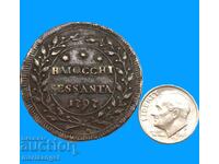 Pius VI 1797 60 baiochi (Sesanta) Vatican 14,47g RARE