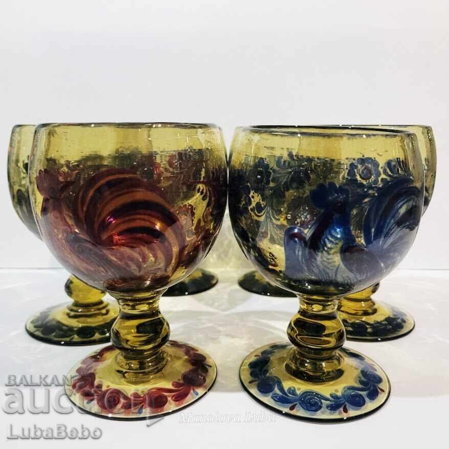 Set vintage din șase pahare Alfred Taube Kristall