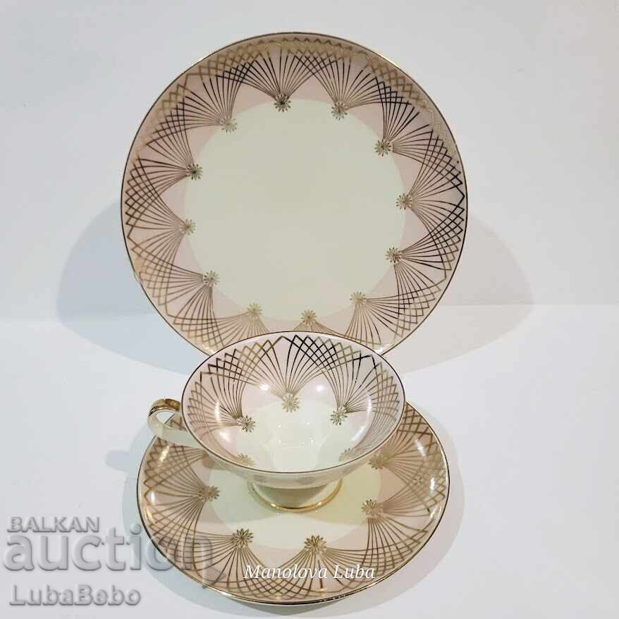 Παράδοση Τριπλό σετ, πορσελάνινο φλιτζάνι τσαγιού Alka Kunst Bavaria