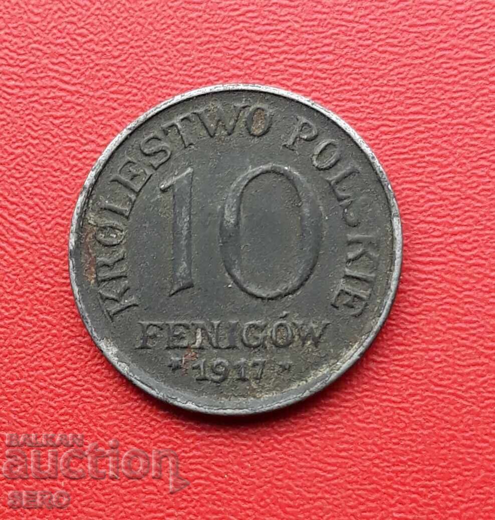 Γερμανία/για Πολωνία/-10 φένιγκ 1917 F-Στουτγάρδη