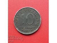 Γερμανία/για Πολωνία/-10 φένιγκ 1917 F-Στουτγάρδη