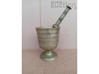 Старинно бронзово хаванче с чукало  хаван