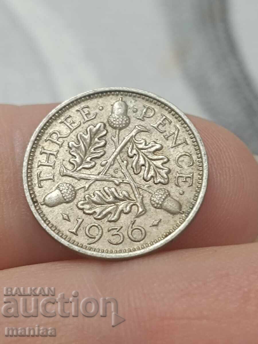 3 pence 1936 Argint!