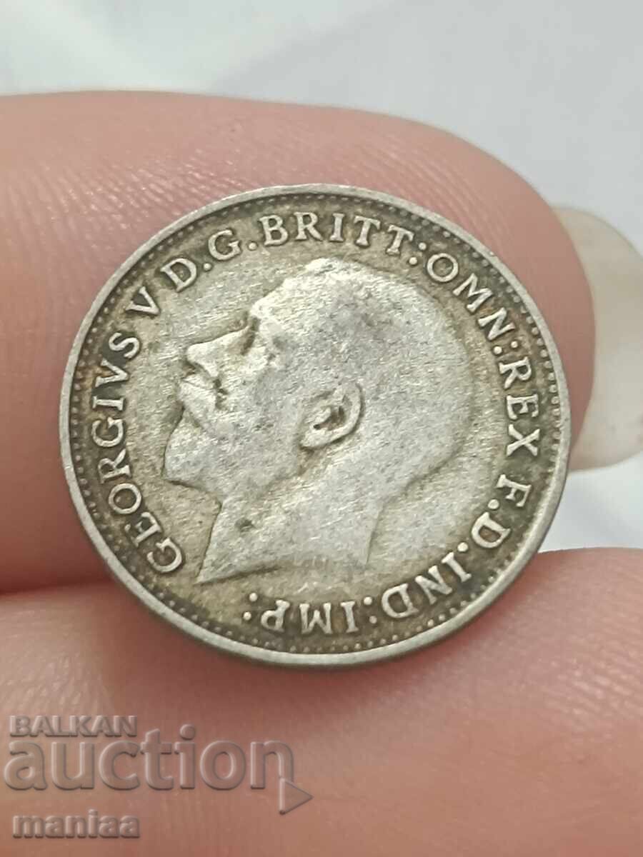 Livrarea 3 pence 1921 Argint!