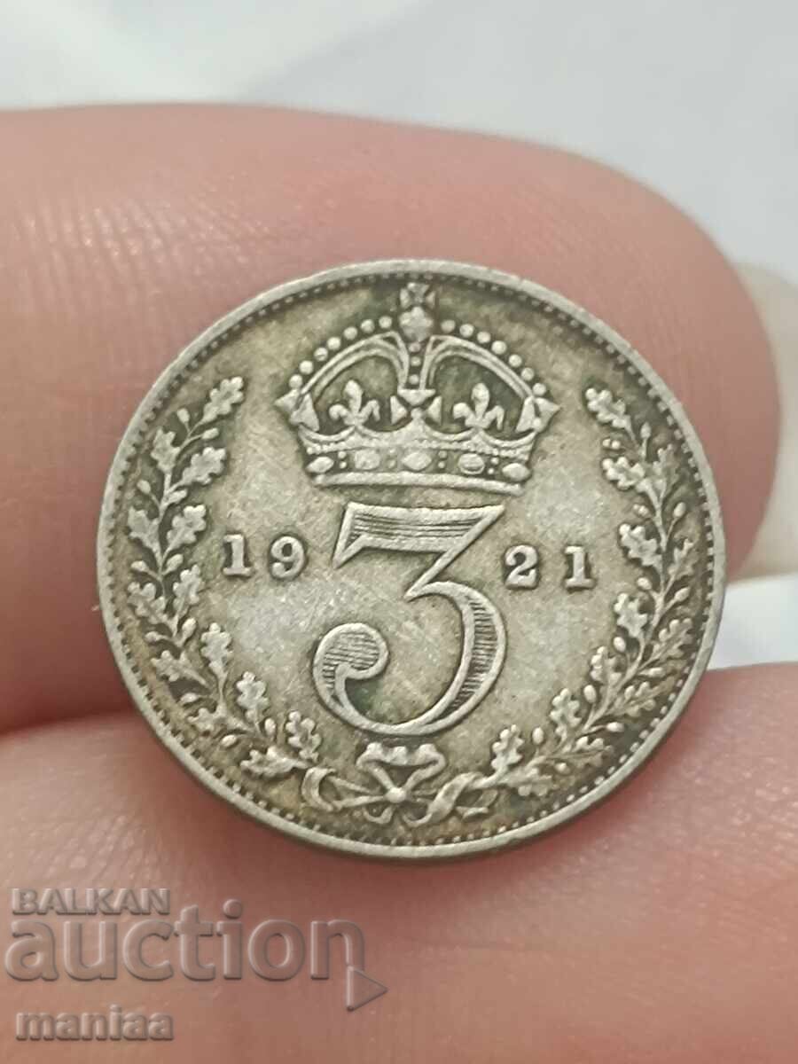 3 pence 1921 Argint!