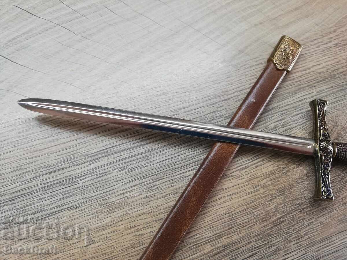 Sabie cuțit pentru scris Excalibur Cavaler Regele Arthur cu teacă de piele - 5