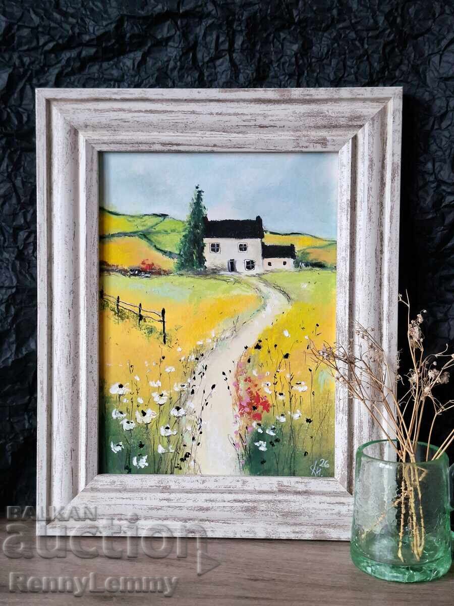 Καλοκαίρι, παστέλ ζωγραφιά, πρωτότυπο με τιμή € 35.00 | 68.45 BGN