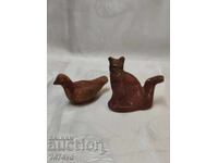 2 СТАРИ КОЛЕКЦИОНЕРСКИ ОКАРИНИ КОТКА И ГЪЛЪБ