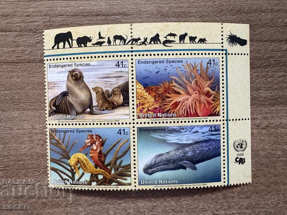 ООН Ню Йорк - Застрашени животни (2008) MNH