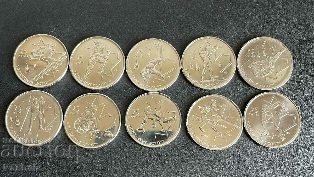 Канада 25 цента 2008 г. Набор 10 бр.