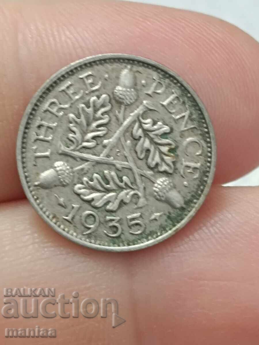 3 пенса 1935 г Сребро ! с цена € 5.00 | 9.78 лв.
